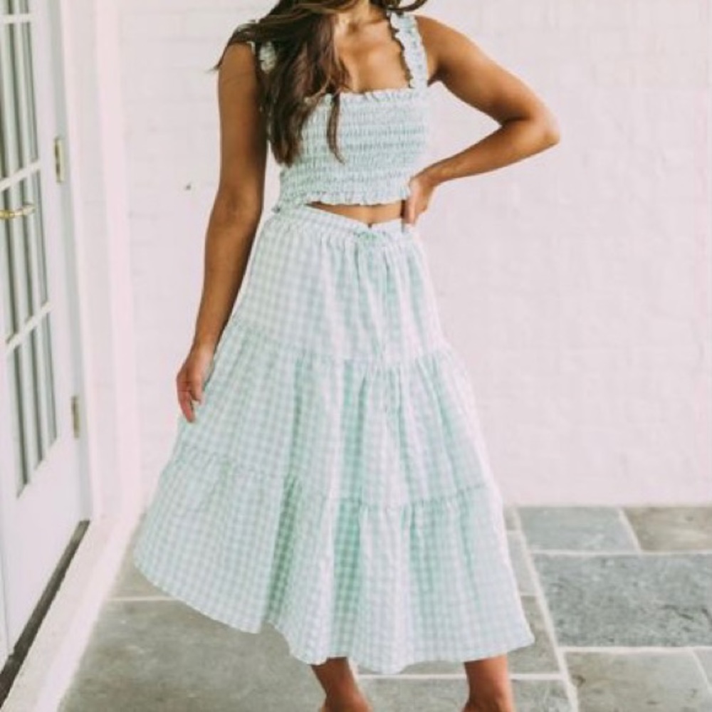NEW green gingham midi set